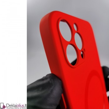 Švelnus silikoninis dėklas su magsafe - raudonas (telefonui Apple Iphone 12 Pro Max)